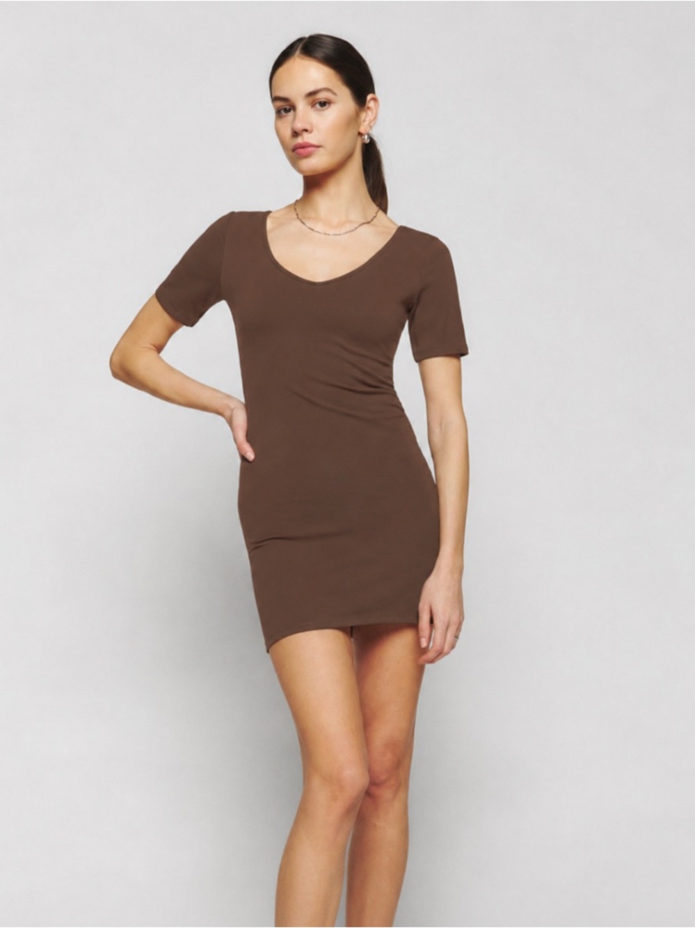 NWT Reformation Aubriella Knit Brown Mini Dress, Large